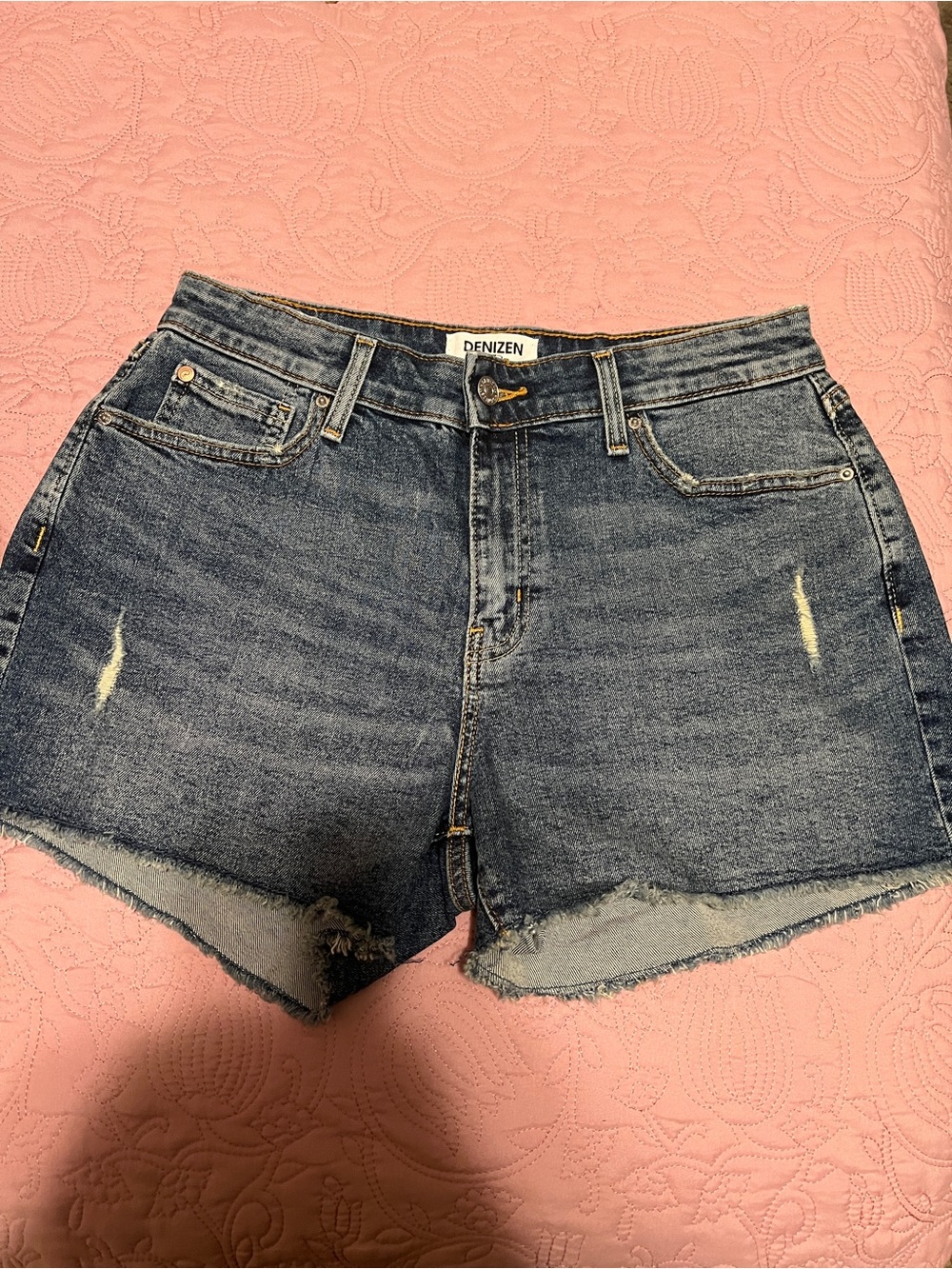 Denizen from Levi's Blue Distressed High-Rise Jean Shorts